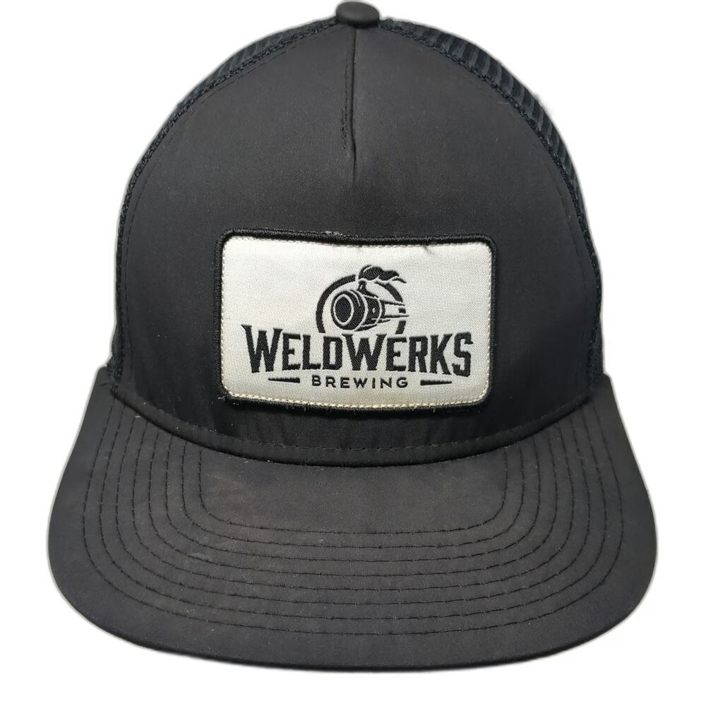 WeldWerks Brewing Trucker Hat Black One Size Mesh Back Flat Brim Snapback Patch